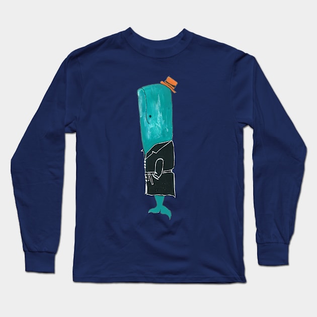 Mr. Whale Long Sleeve T-Shirt by DoodlesAndStuff